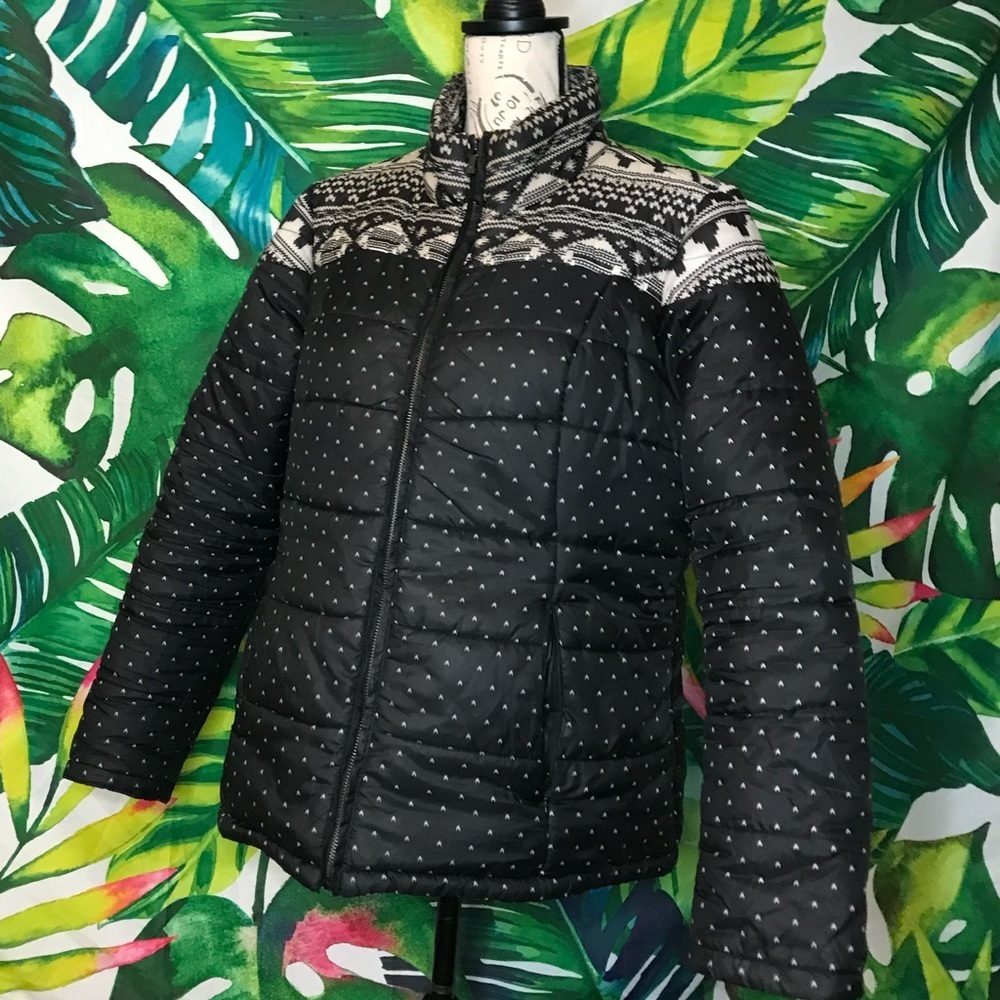 Guc Isaac Mizrahi Live Medium Black White Polka Dot Puffer Winter Jacket